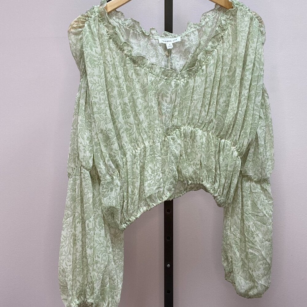 Green Floral Blu Pepper Blouse